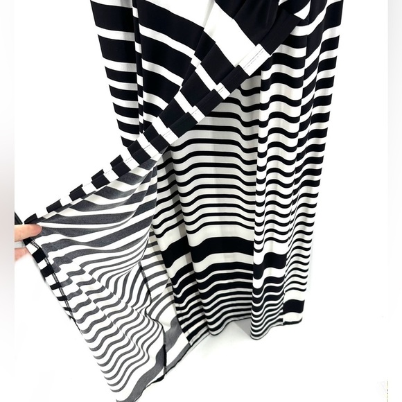 Chicos Collection Size 2 US 12 Large Knit Kit Diagonal Striped Maxi Dress Slinky - Picture 5 of 12